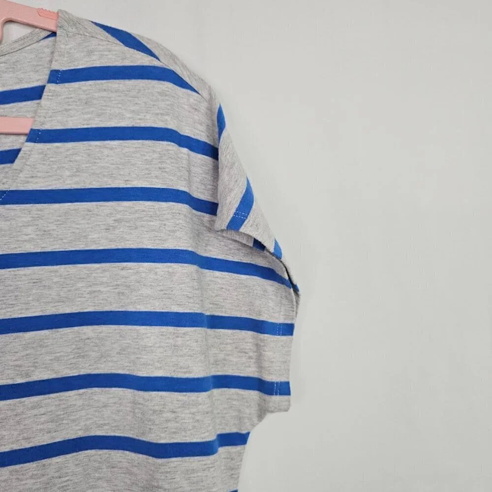 NEW LANDS' END SS T Shirt Dress size S 6-8 GRAY & BLUE STRIPES Casual Summer - Picture 4 of 5